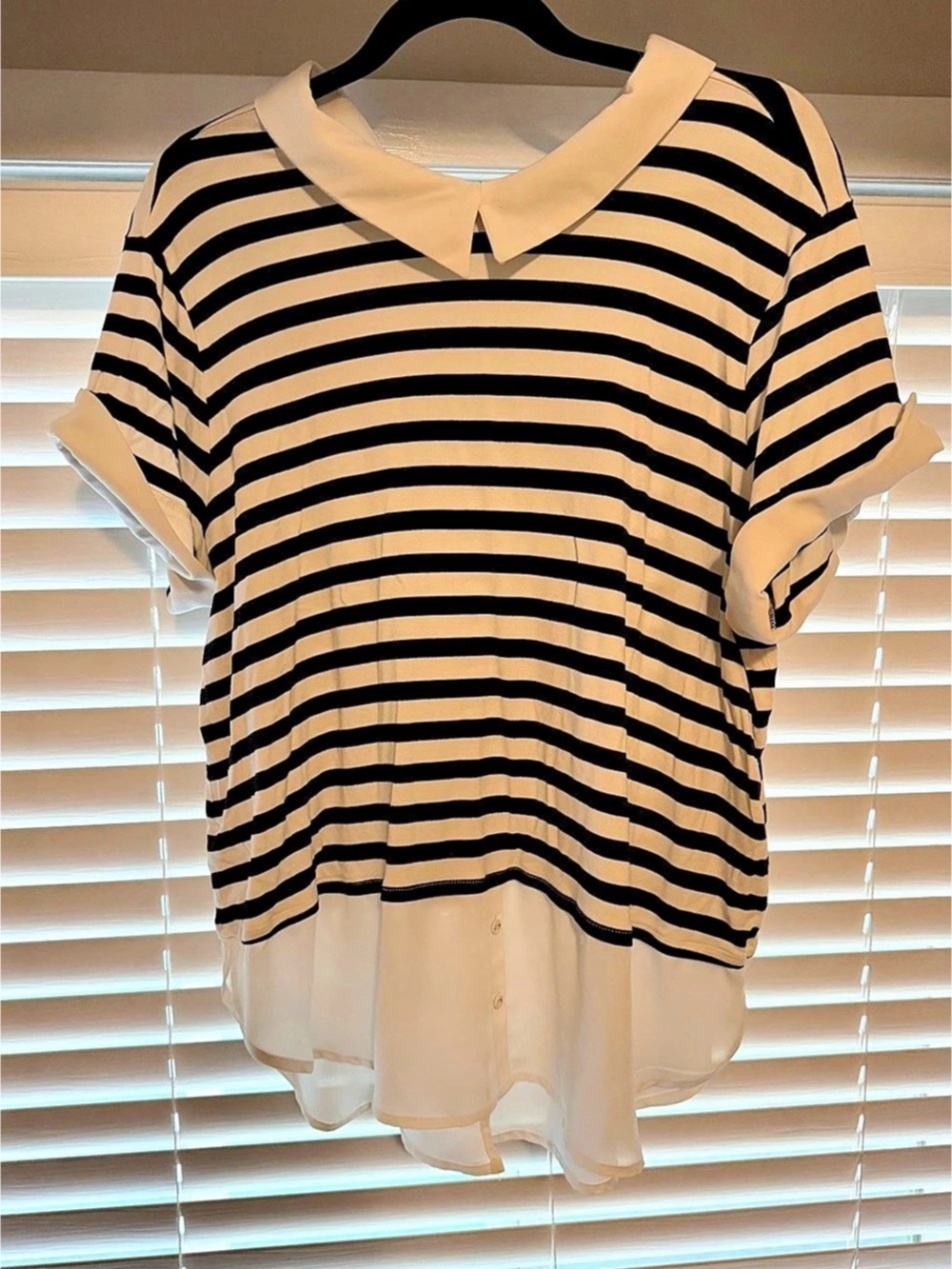 Elie Striped Tunic Top in Black & White Size XXL